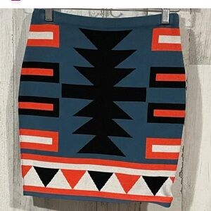 RACHEL Rachel Roy Geometric Mini Skirt - Black, Red, Blue